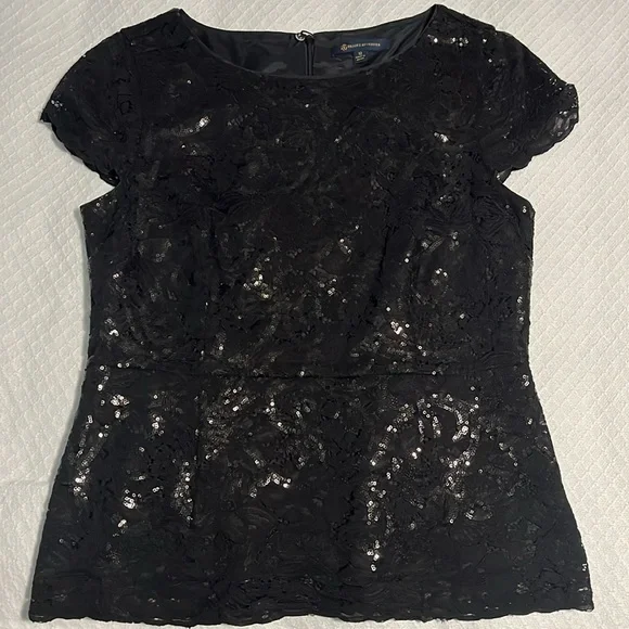 Brooks Brothers Black Peplum Cap Sleeve Blouse - Picture 4 of 13